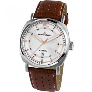 Jacques Lemans Uhr für Herren – Lugano, Lederarmband, massiver Edelstahl, 1-1943B