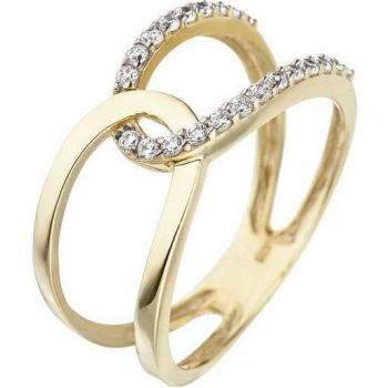 Damen-Goldring JOBO Gr. 60 – 375 Gold, Zirkonia‑Besatz