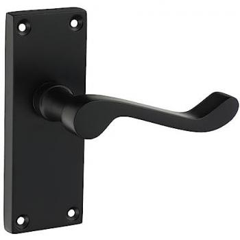 Matt Black Victorian Scroll Latch Handles – 114×42mm – Pair