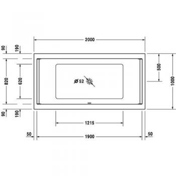 Duravit Starck Rechteck Badewanne 200x100cm, zwei Rückenschrägen, 700341, Einbauversion