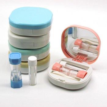 Estuche compacto para gafas de contacto con soporte