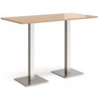 Brescia Rectangular Table with Brushed Steel Bases – 1600mm x 800mm (Beech)