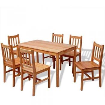Set de comedor de 7 piezas en madera de pino