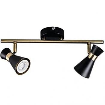 Kanlux Luminaire Mural & Plafonnier Acier Noir/Or, Orientable, 2xGU10 – Design Moderne