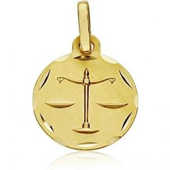 Medalla zodiacal de oro 18k Libra 13mm