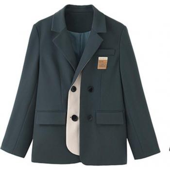 Chaqueta de Manga Larga para Mujer, Oficina, Color Verde, Estilo Minimalista