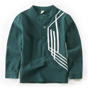 Amya Herbst Jungen Langarmshirt gestreift weiß aus Leinen-Baumwolle Spitzenbluse