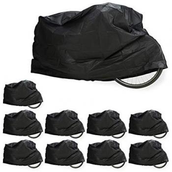 10 Fundas para Bicicleta, Protección Solar, Cubierta de Polietileno, 200 x 115 cm, Negro