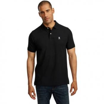 Psycho Bunny Men's Black Classic Cotton Pique Polo Shirt