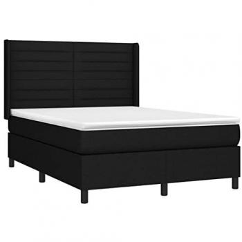Boxspringbett 140x200 cm inkl. Matratze und LED schwarz