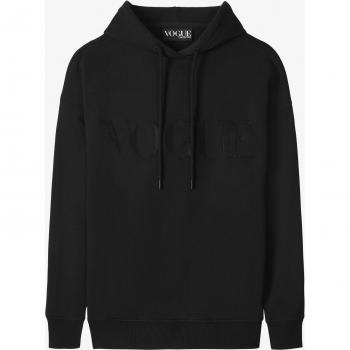 Felpa con cappuccio VOGUE nera con logo ricamato tono su tono