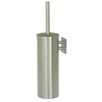 Station de lavage WC : balai + support inox brossé