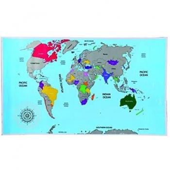 Weltkarte zum Freirubbeln – 52 x 88 cm, Mehrfarbig