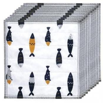Joybos: 20 strofinacci cucina cotone pesce, 30 cm × 30 cm, multicolore