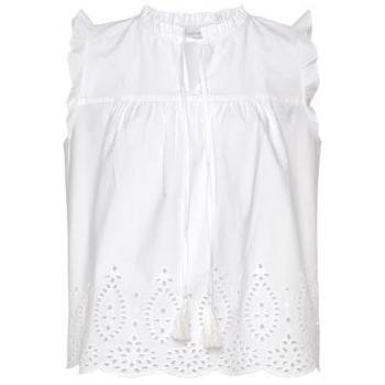 Damenbluse VIVANCE – Kurzarm, weiß, 100 % Viskose, Broderie Anglaise, Gr. 44