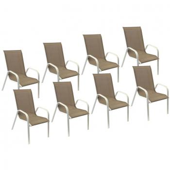 Lot de 8 chaises de jardin MARBELLA taupe