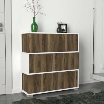 Mobiletto per Calzature “Pratico” 90x30h93 cm, Bianco e Noce con imballo rinforzato