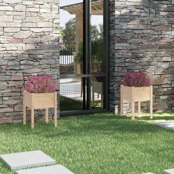 Solid Pinewood Planters for Garden, vidaXL, 2 in a set, 50x50x70 cm