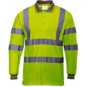 Portwest Hi-Vis Long Sleeve Polo Shirt Yellow XS