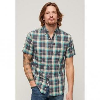 Superdry Camisa Mensual de Cuadros Marino Lightweight