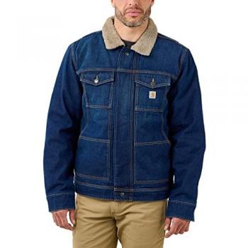 Carhartt Giacca Blu Relaxed con Fodera Sherpa Denim XL