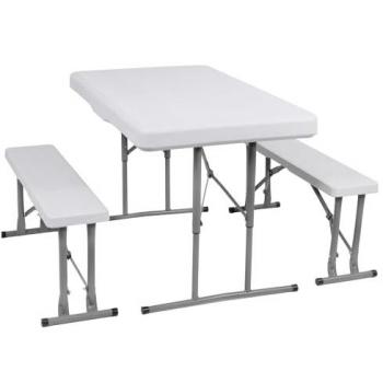 Springos® Table de Jardin avec 2 Bancs Pliables Inclus