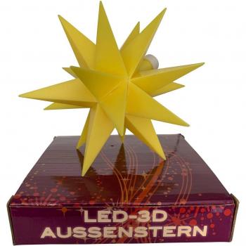 12 cm Yellow LED Star for Outdoor Use, 18 Points, Battery