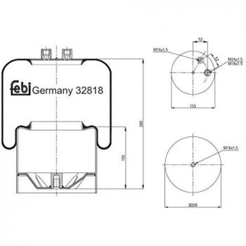 Federbalg, Luftfederung für Druckluftanlage Hinterachse FEBI BILSTEIN 32818