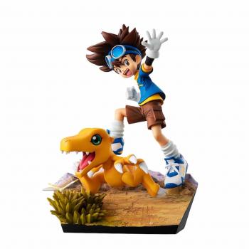 Figurine de 20e Anniversaire Megahouse Taichi Yagami et Agumon Digimon 12 cm