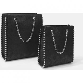 Rivet-Embellished Casual Shopping Bag