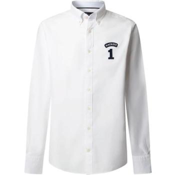 Classic Fit Oxford White Shirt – Hackett London Herren, Weiß, Lässig, Party, Baumwolle, Langarm