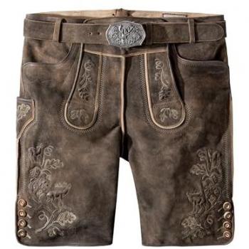 Stockerpoint Herren Lederhose Bastian aus 100% echtem Leder, kiesel gespeckt, Größe 50