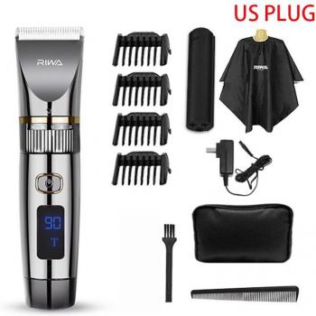 BarberPro LX – Recortadora Eléctrica de Acero Riwa, Pantalla LED y Resistente al Agua