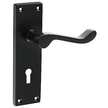 Dual Matt‑Black Victorian Scroll Lock Handles – 152×42 (Set of 2)