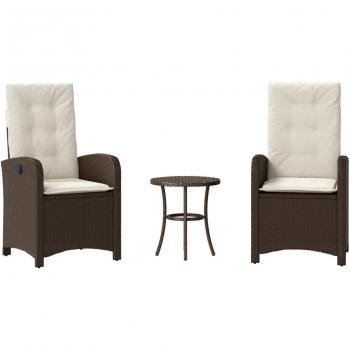 VidaXL Compact Bistro Set – Brown Rattan with Cushions