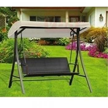 Dondolo da giardino Terracina a 3 posti in polyrattan, dimensioni 193x117x167 cm, colore marrone