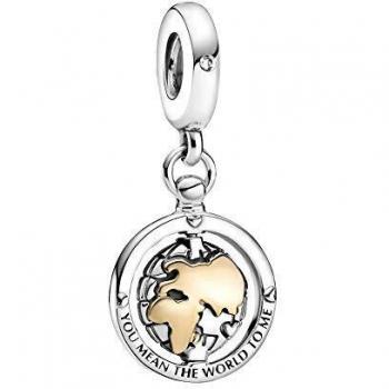 Charm Colgante Pandora Mundo Giratorio Oro y Plata