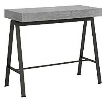 Console extensible 300 cm effet béton pieds métal anthracite