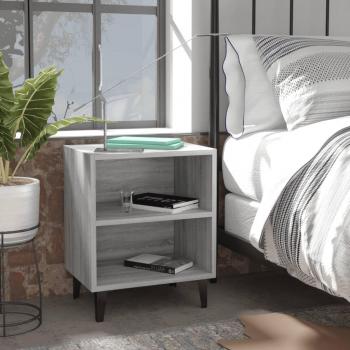 Mesa Cabeceira Duo Sonora Cinza com Estrutura Metálica – 40x30x50 cm