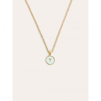 Collar Inicial Letra T en Plata de Ley 925 con Baño de Oro 18 Kt