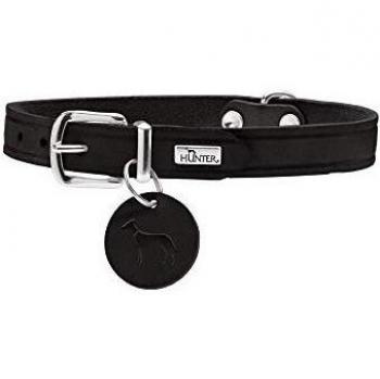 HUNTER AALBORG Hundehalsband, Leder, schwarz, 47 cm