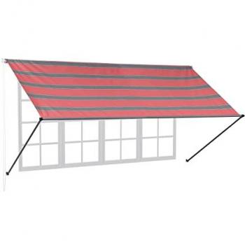 Sun Shade Awning for Windows, Dimensions: 120 x 350 cm, UV Blocking, Resistant to Elements, Made of Polyester, Grey and Red Colors