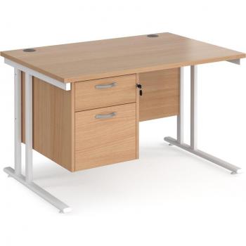 Maestro 25 straight desk 1200mm x 800mm with 2 drawer pedestal