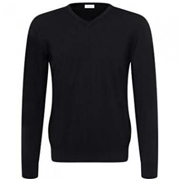 Schwarzer V-Neck Pullover aus 100% Wolle
