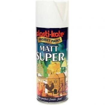 Plastikote Super Flat Opaque Spray Paint, White, 12 oz (400 ml)