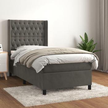 VidaXL Boxspringbett Boxspringbett mit Matratze Dunkelgrau 90x190 cm Samt Bett Bettgestell