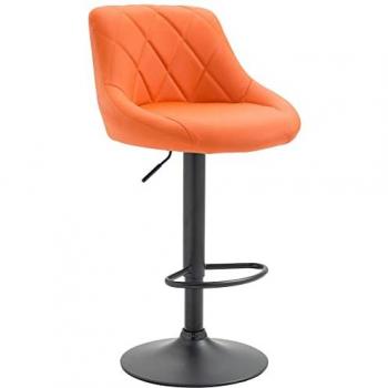 Tabouret de bar Lazio en similicuir avec support en métal orange et noir