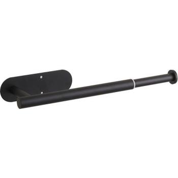 Porte‑rouleau et serviettes cuisine, mur, inox, noir, sans trou de fixation