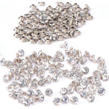 100pcs DIY 7mm Silver Diamond Nail Studs