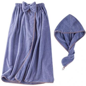 2pcs/set Women's Microfiber Bathrobe and Quick-Dry Beach Towel
